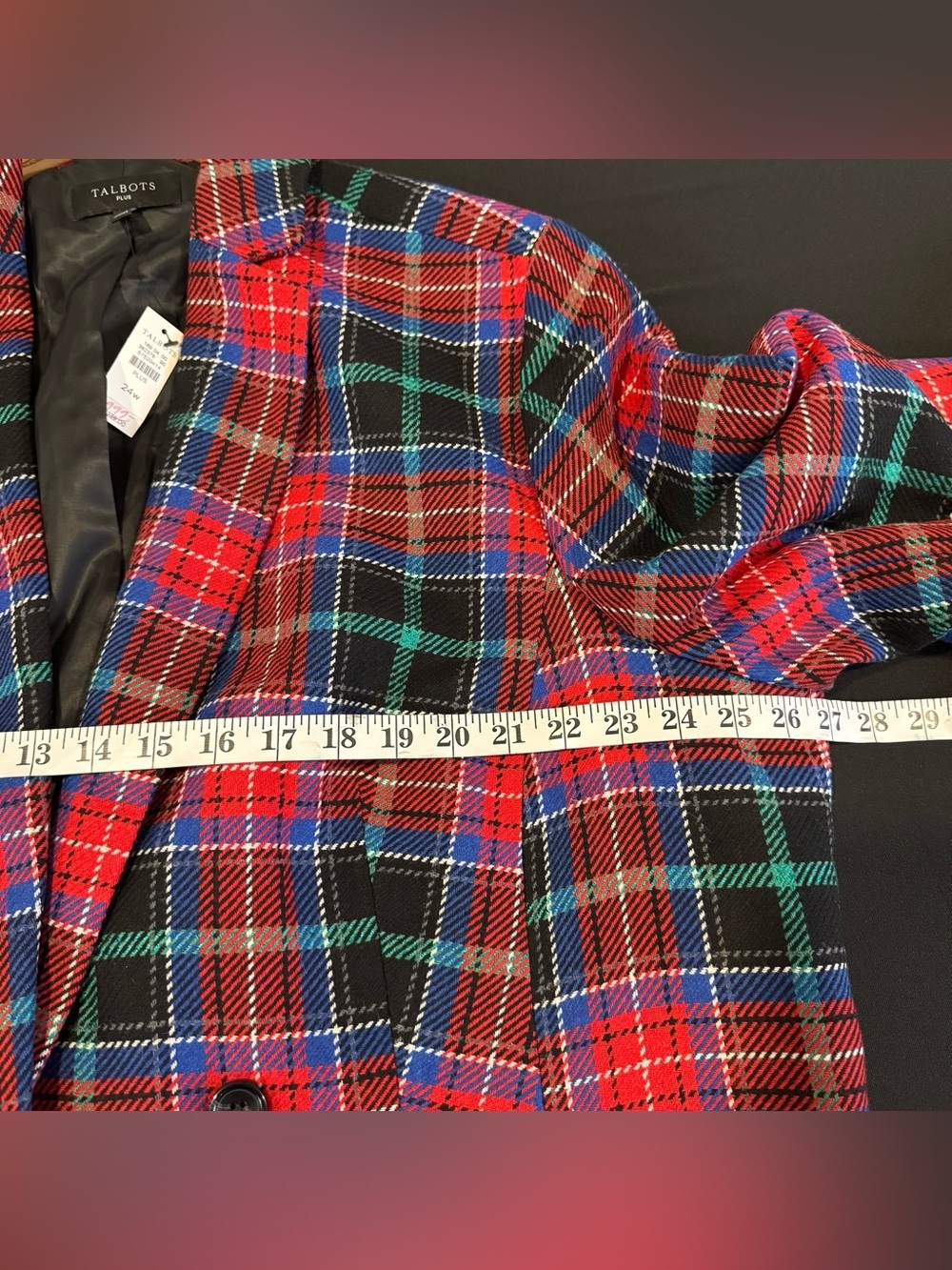 Talbots Tartan Log Fire Plaid Open Front Blazer 24W Holiday Heritage Preppy NEW - Picture 9 of 10